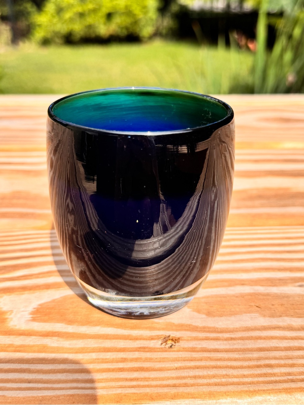 Glassybaby Blue-Green Glass Votive Holder